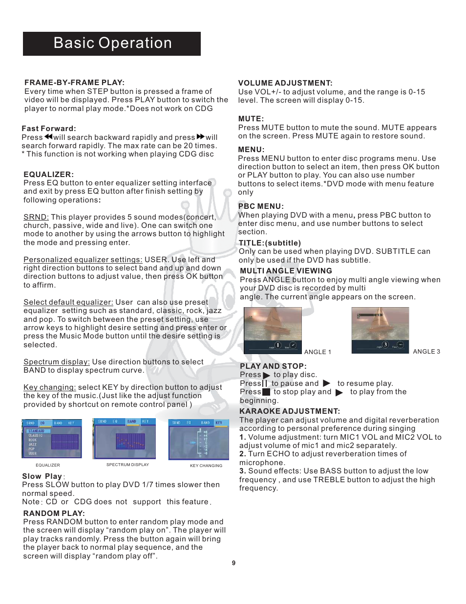 Basic operation | Acesonic DGX-109 User Manual | Page 12 / 26