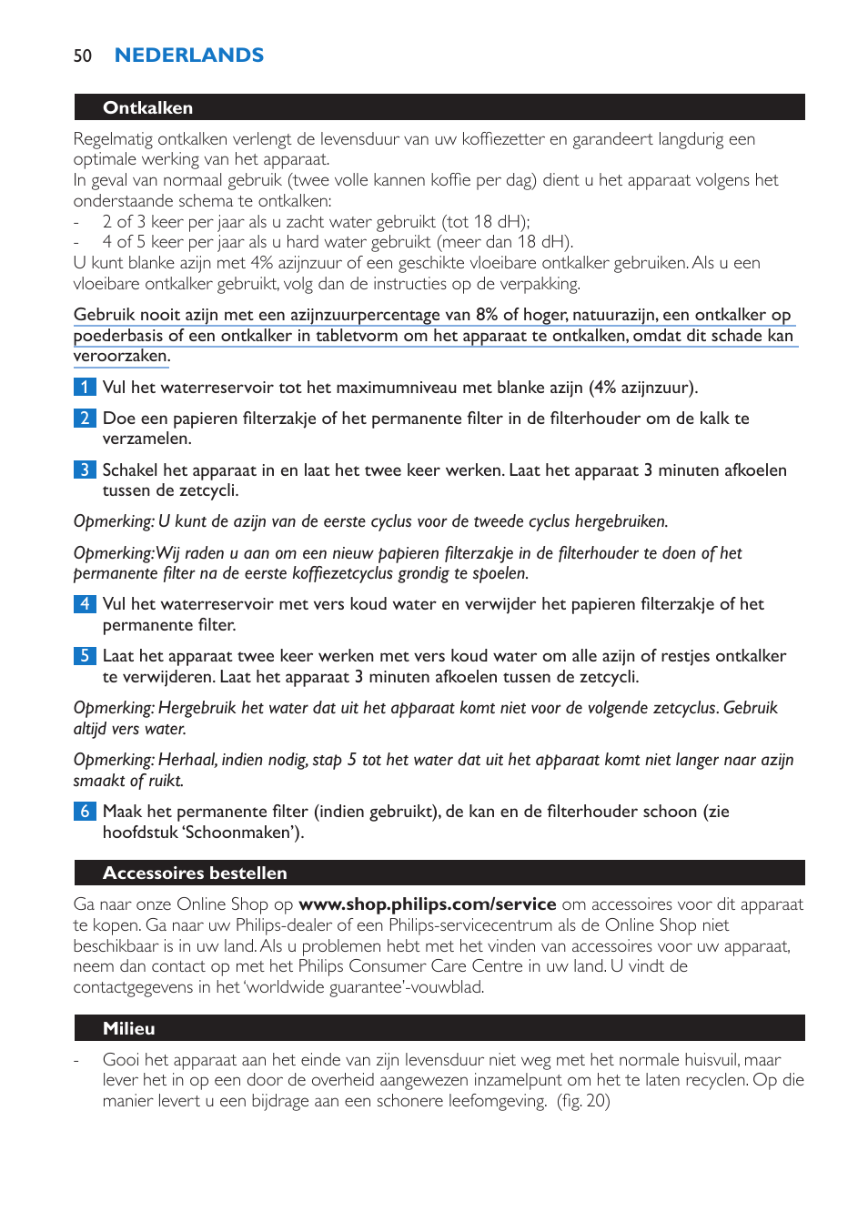 Philips Viva Kaffeemaschine User Manual | Page 50 / 84