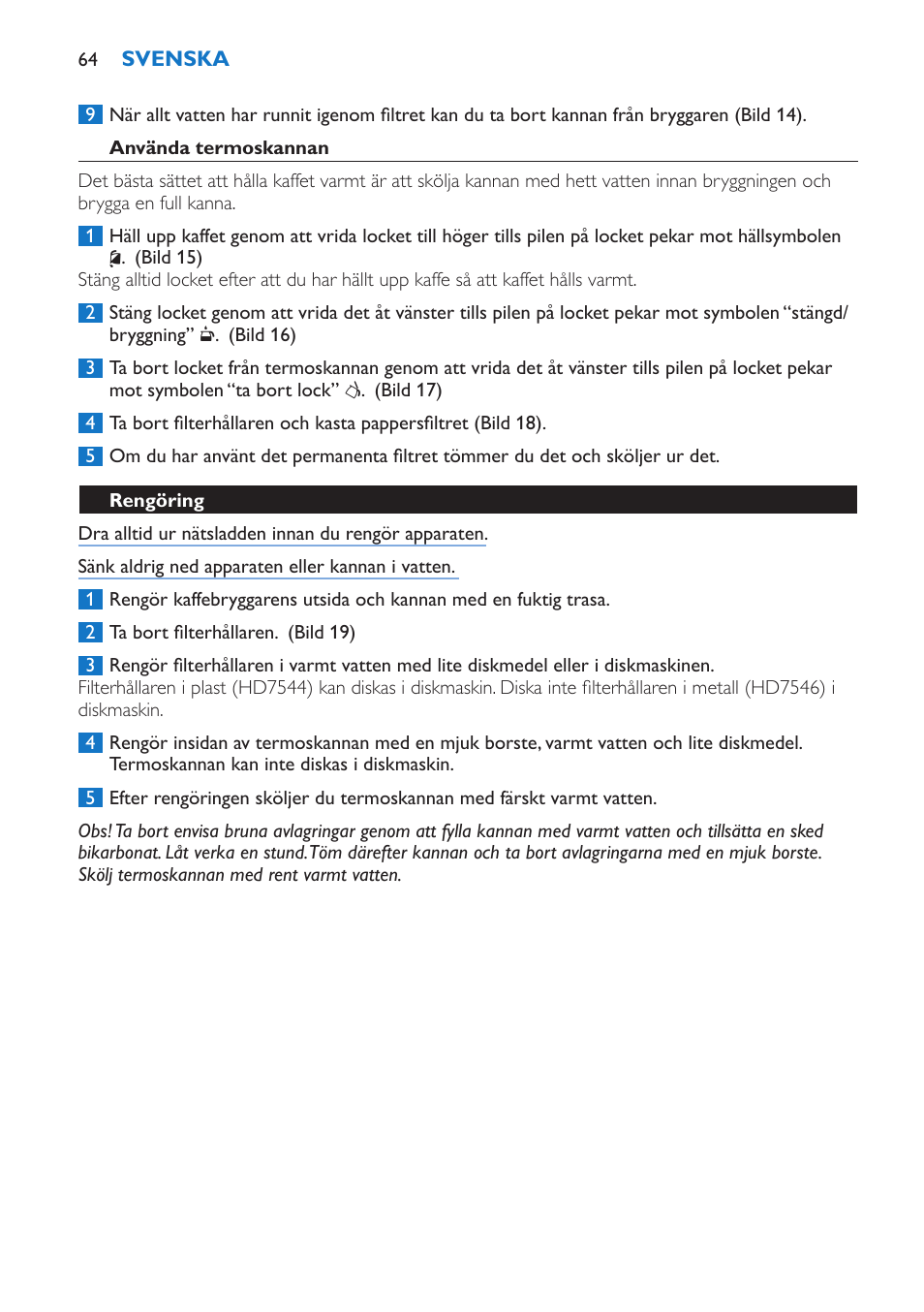 Philips Viva Kaffeemaschine User Manual | Page 64 / 84