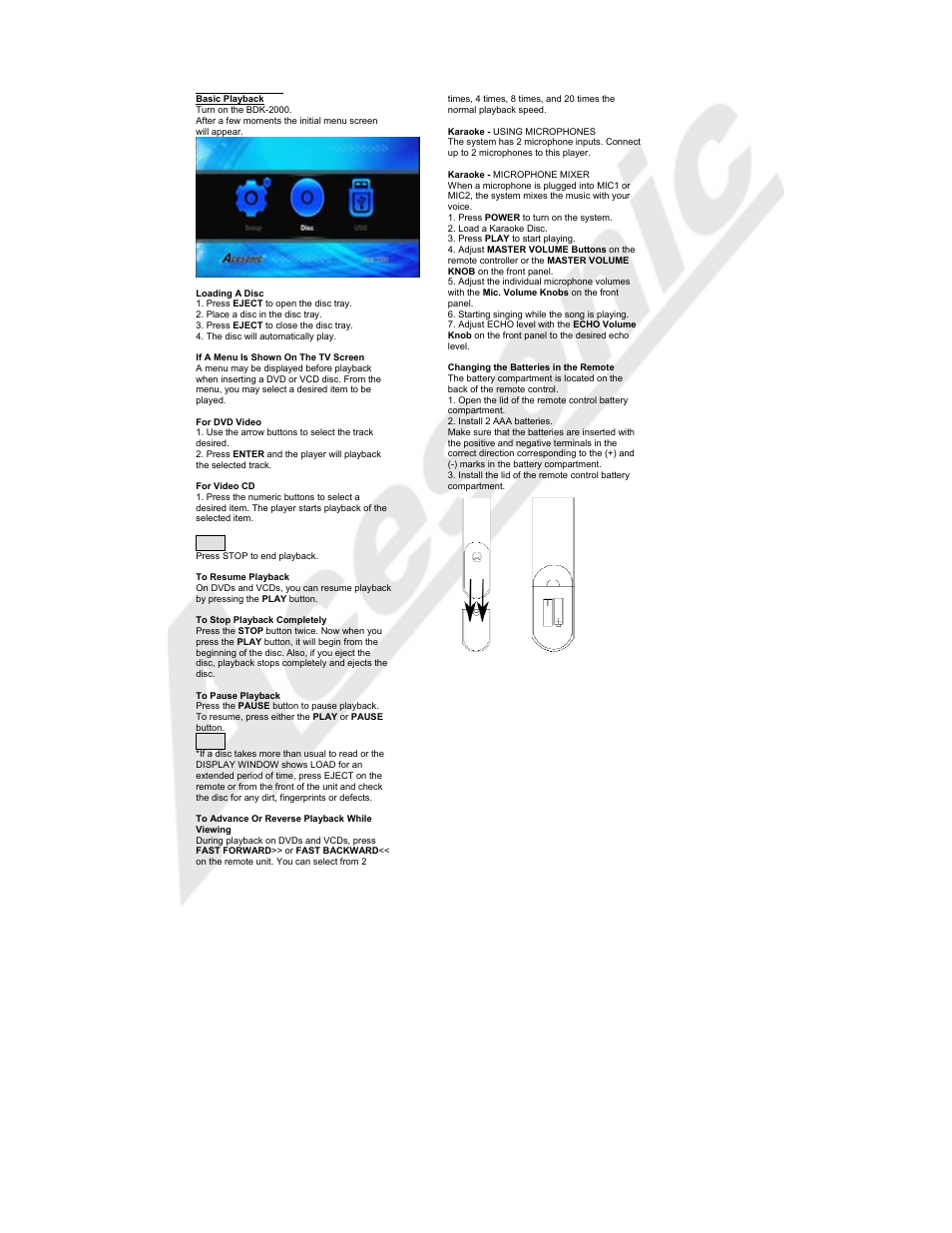Acesonic BDK-2000 User Manual | Page 11 / 20