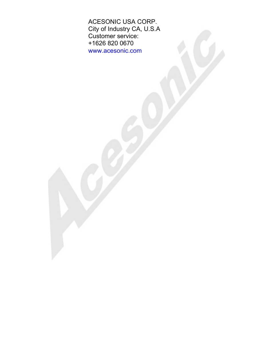 Acesonic BDK-2000 User Manual | Page 20 / 20