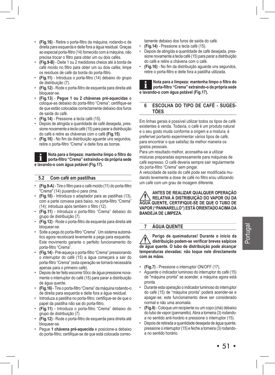 1 • portugal | Philips Saeco Aroma Siebträger-Espressomaschine User Manual | Page 51 / 72