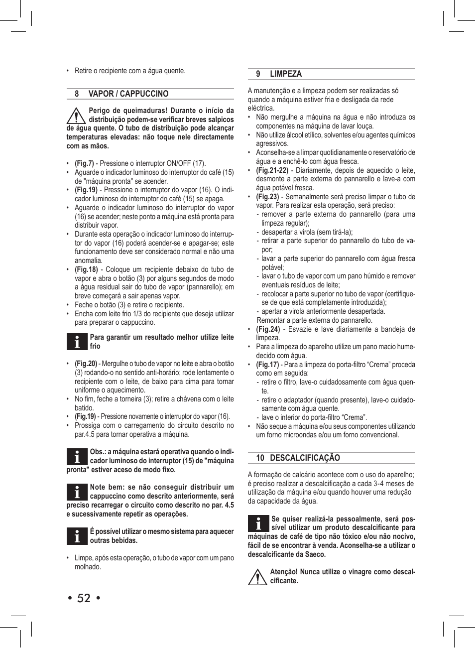 Philips Saeco Aroma Siebträger-Espressomaschine User Manual | Page 52 / 72