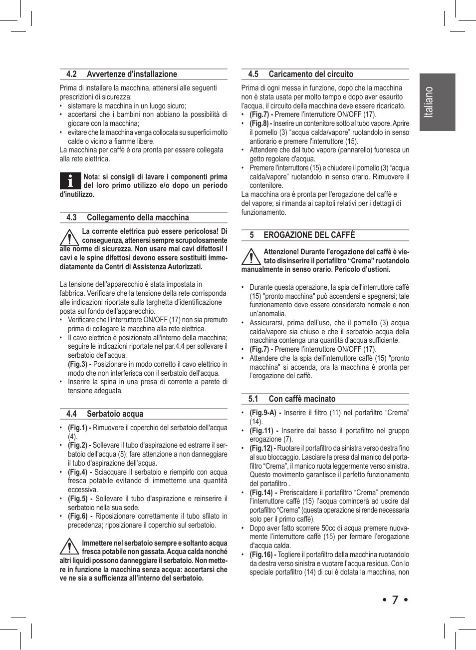 Italiano | Philips Saeco Aroma Siebträger-Espressomaschine User Manual | Page 7 / 72