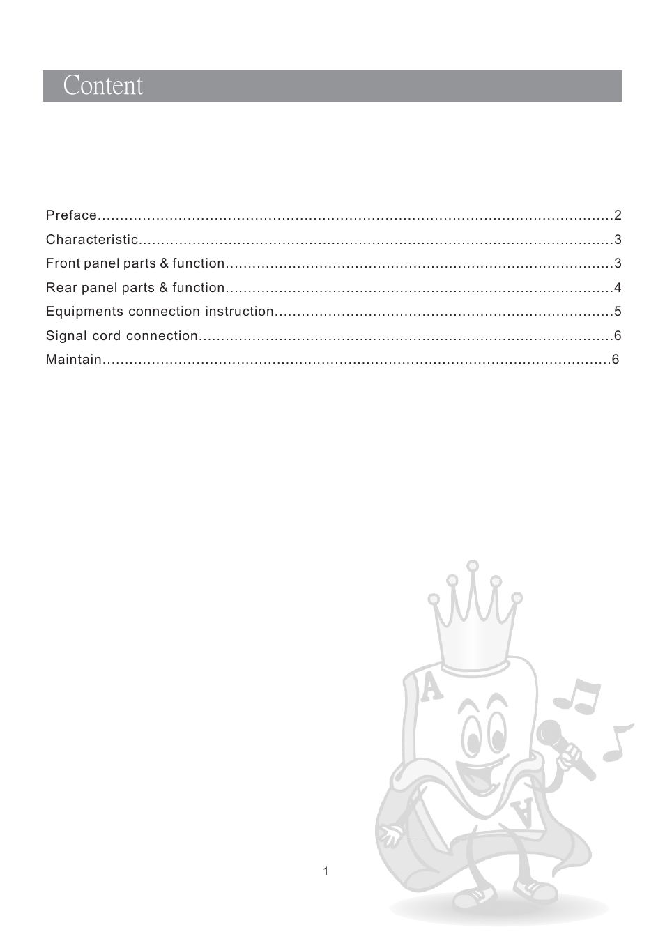 Content | Acesonic AM-190 User Manual | Page 2 / 8
