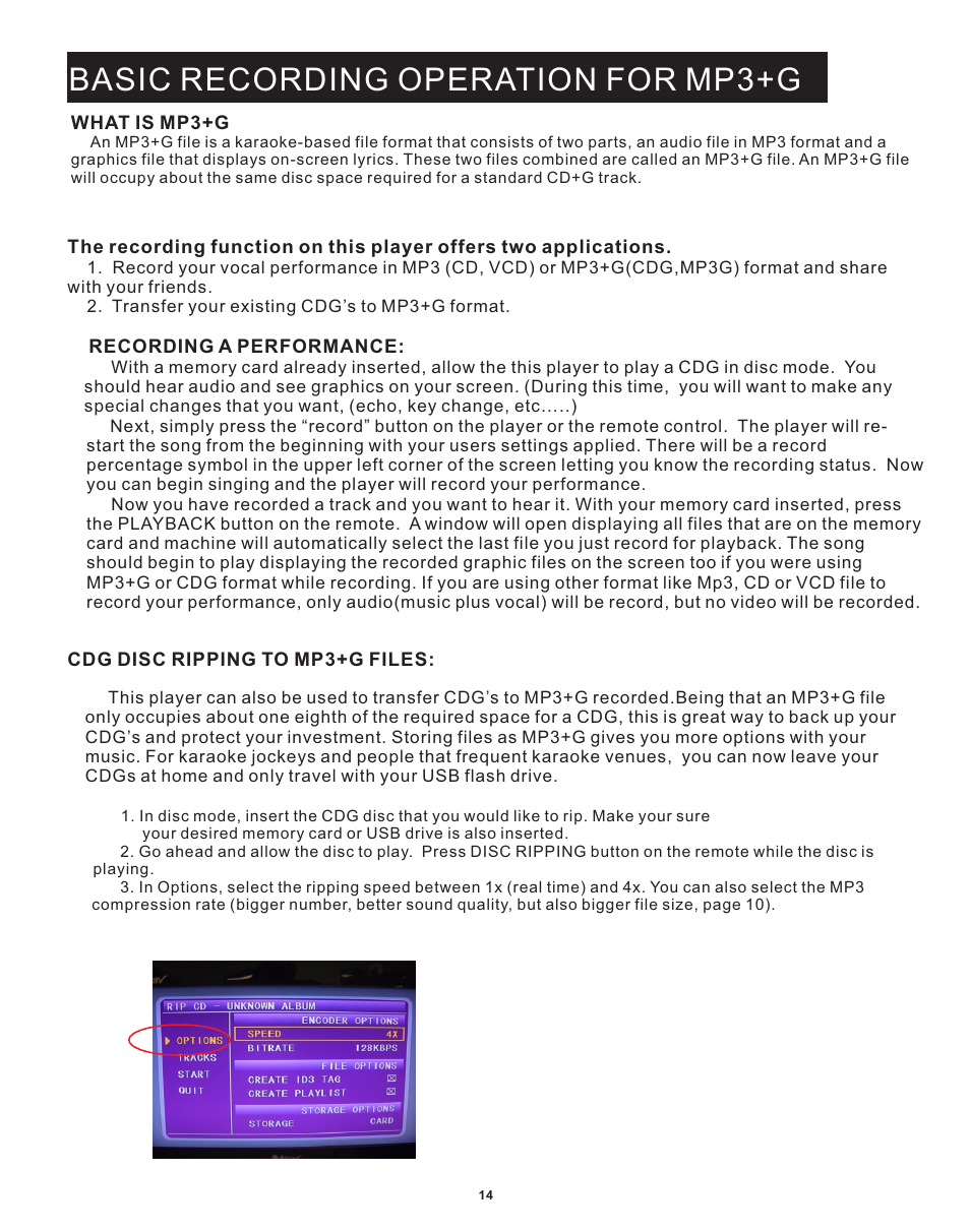 Basic recording operation for mp3+g | Acesonic DGX-212 User Manual | Page 15 / 23