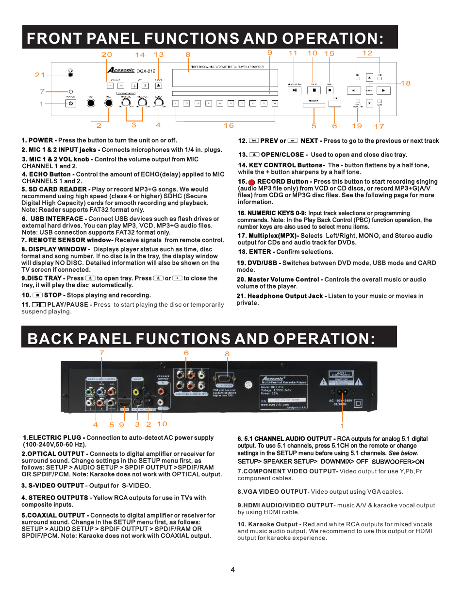 F&b pf3 | Acesonic DGX-212 User Manual | Page 5 / 23