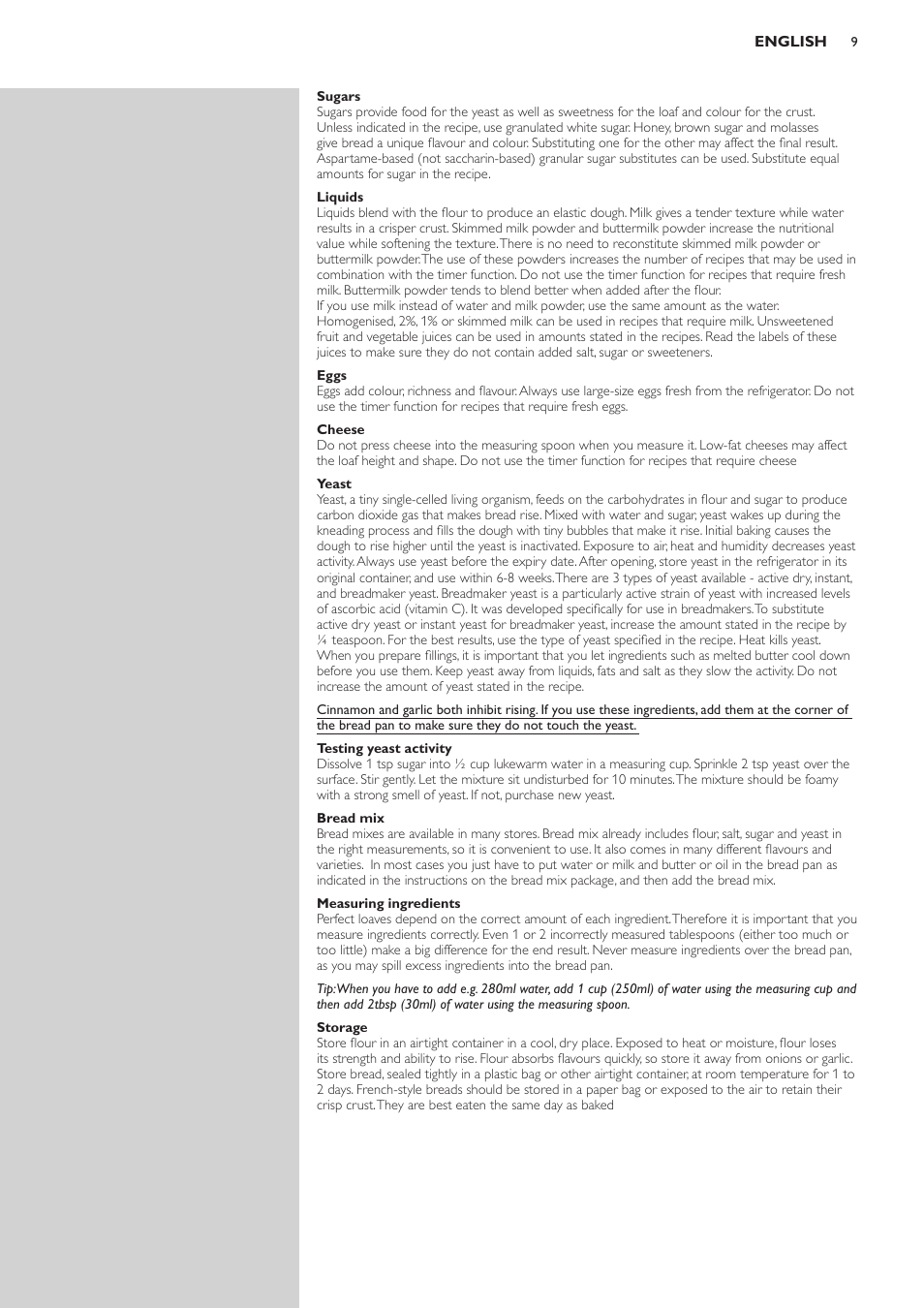 Philips Viva Collection Brotbackautomat User Manual | Page 9 / 120