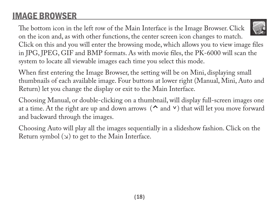 Image browser | Acesonic PK-6000 User Manual | Page 18 / 46