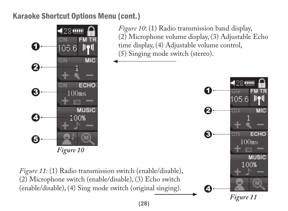 Karaoke shortcut options menu (cont.) | Acesonic PK-6000 User Manual | Page 28 / 46