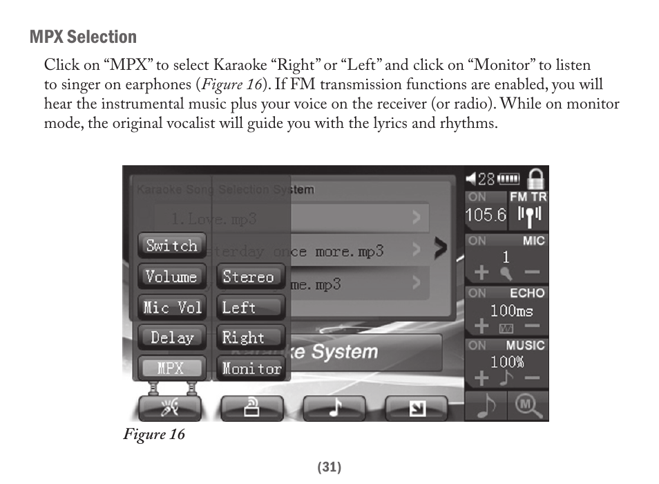 Mpx selection | Acesonic PK-6000 User Manual | Page 31 / 46