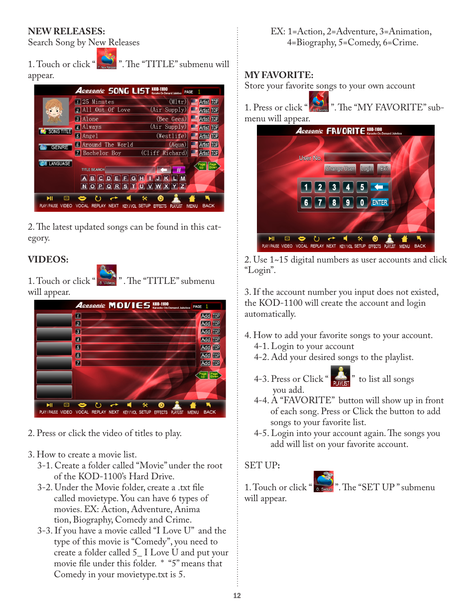 Acesonic KARAOKE-ON-DEMAND KOD-1100 User Manual | Page 12 / 23