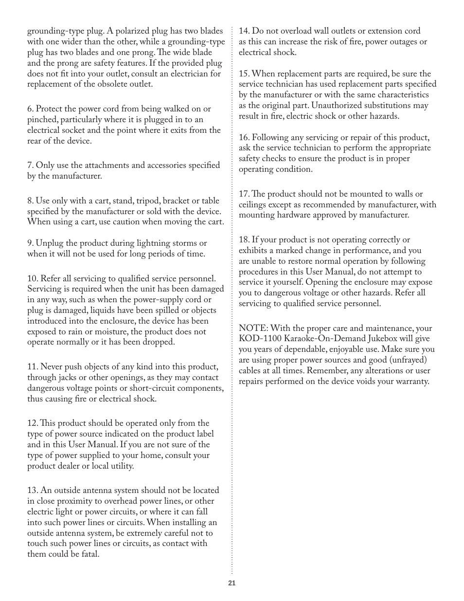 Acesonic KARAOKE-ON-DEMAND KOD-1100 User Manual | Page 21 / 23
