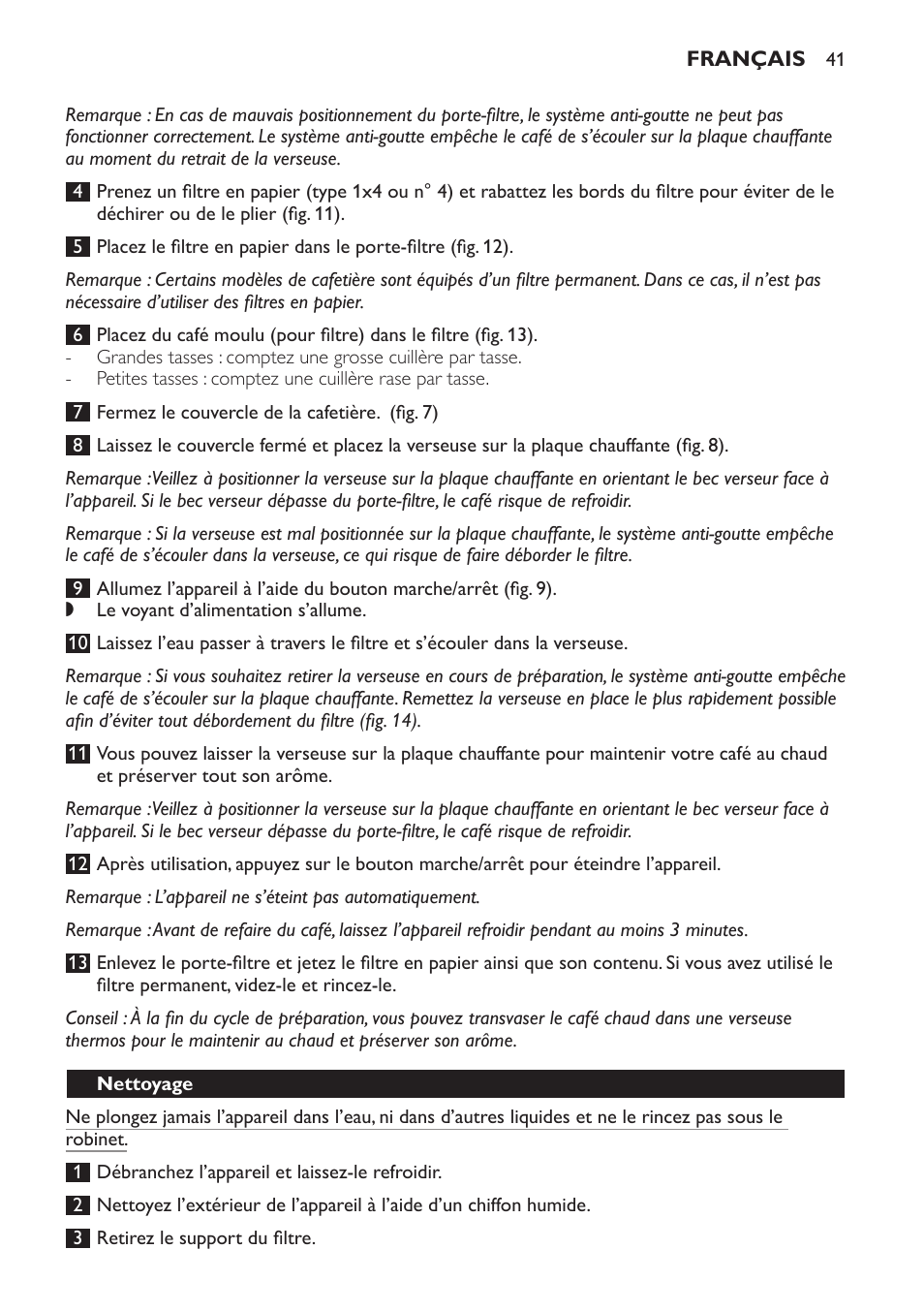 Nettoyage | Philips Daily Collection Kaffeemaschine User Manual | Page 41 / 80