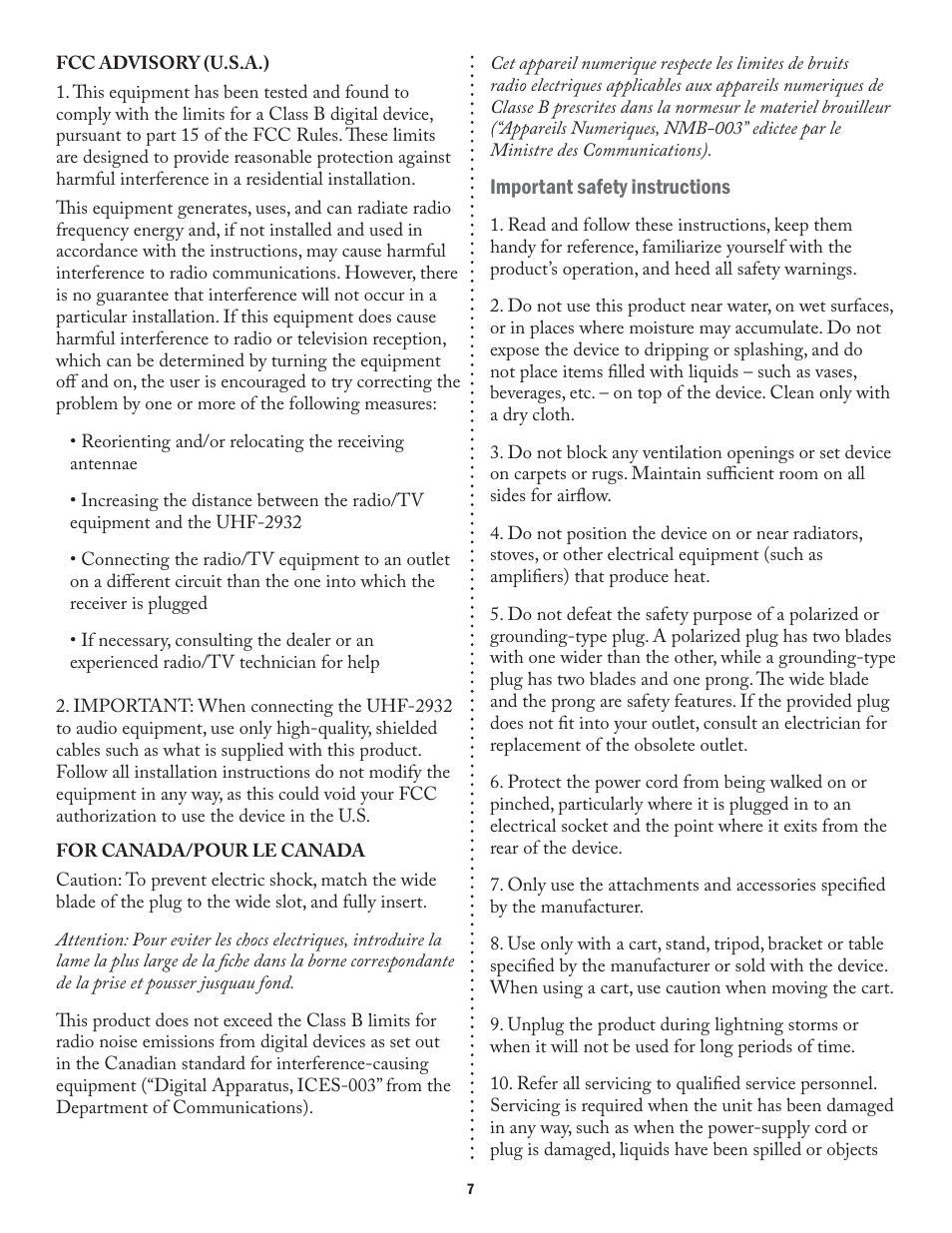 Acesonic UHF-2932 User Manual | Page 7 / 8