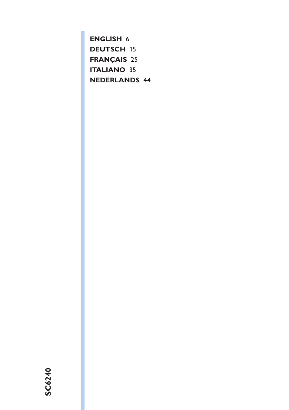 Table of content | Philips VisaCare Mikrodermabrasion User Manual | Page 5 / 56