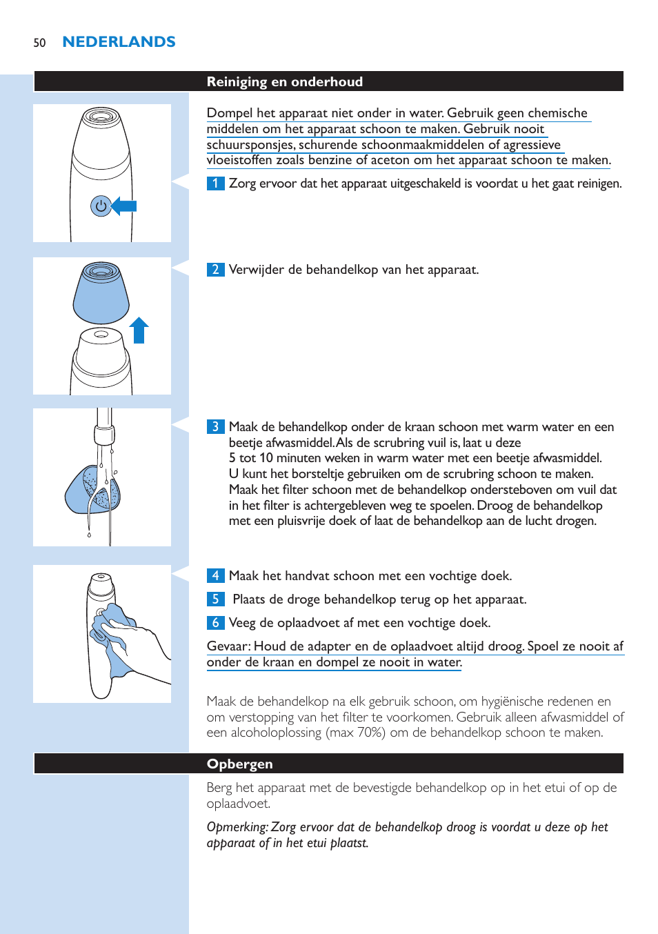 Philips VisaCare Mikrodermabrasion User Manual | Page 50 / 56