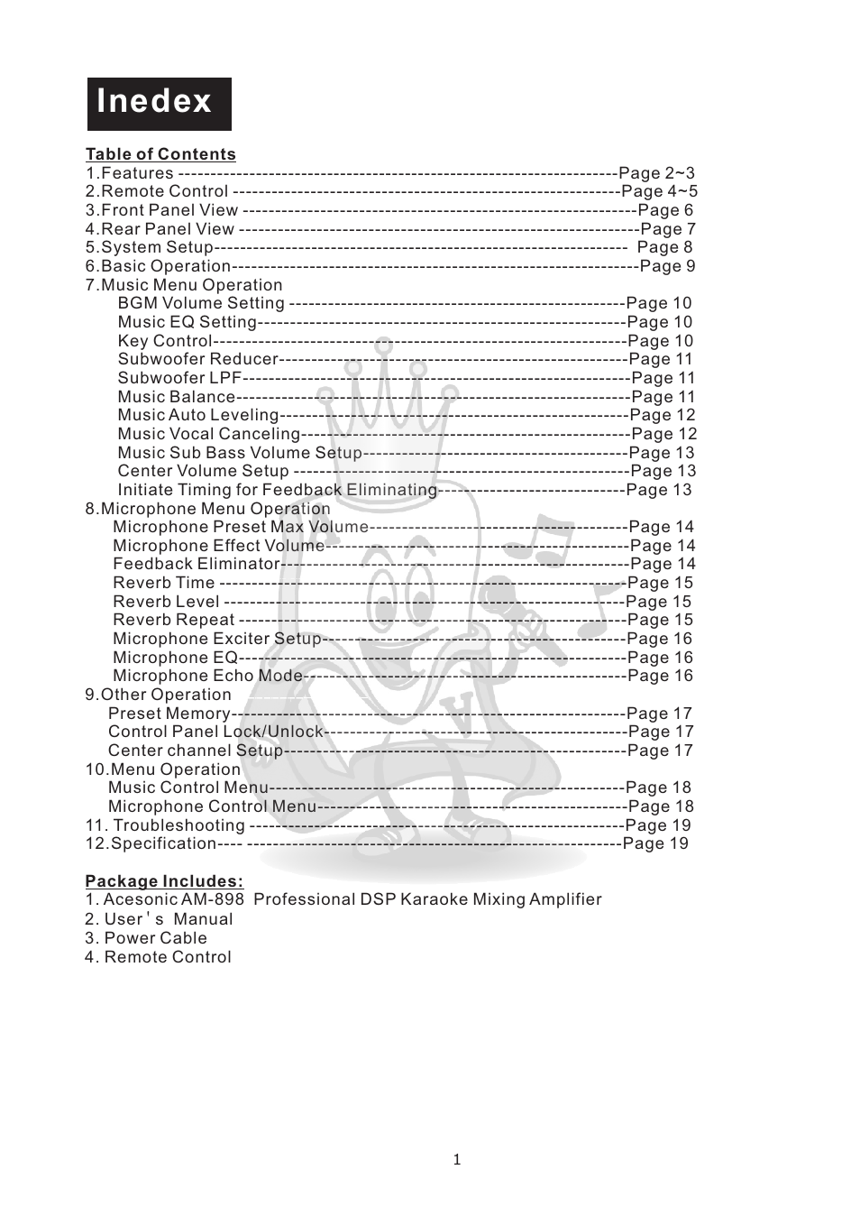 Inedex | Acesonic AM-898 User Manual | Page 4 / 22