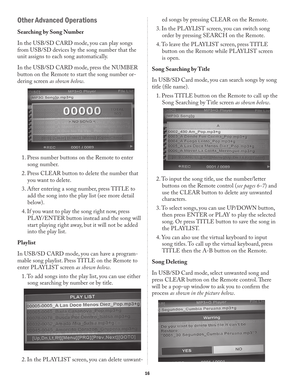 Other advanced operations | Acesonic ROADWIZ PK-1290 User Manual | Page 16 / 20