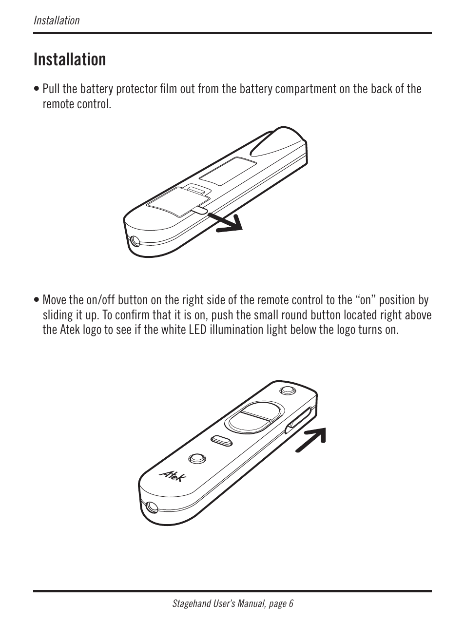 Installation | Atek electronic Stagehand RM200 User Manual | Page 7 / 31