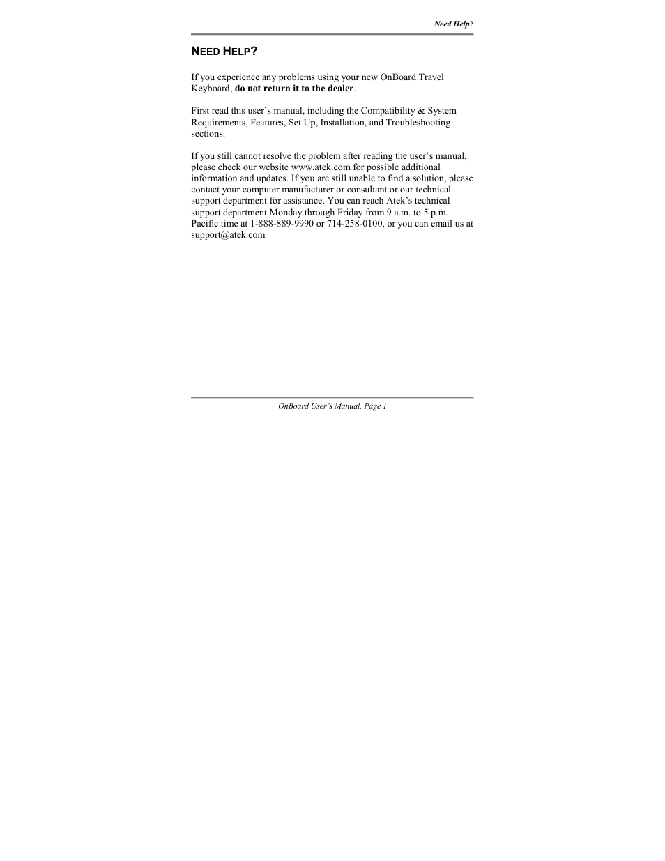 Atek electronic Travel Keyboard OnBoard User Manual | Page 2 / 33