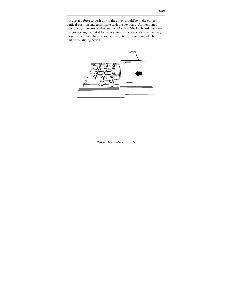 Onboard user’s manual, Setup, Cover | Atek electronic Travel Keyboard OnBoard User Manual | Page 20 / 33