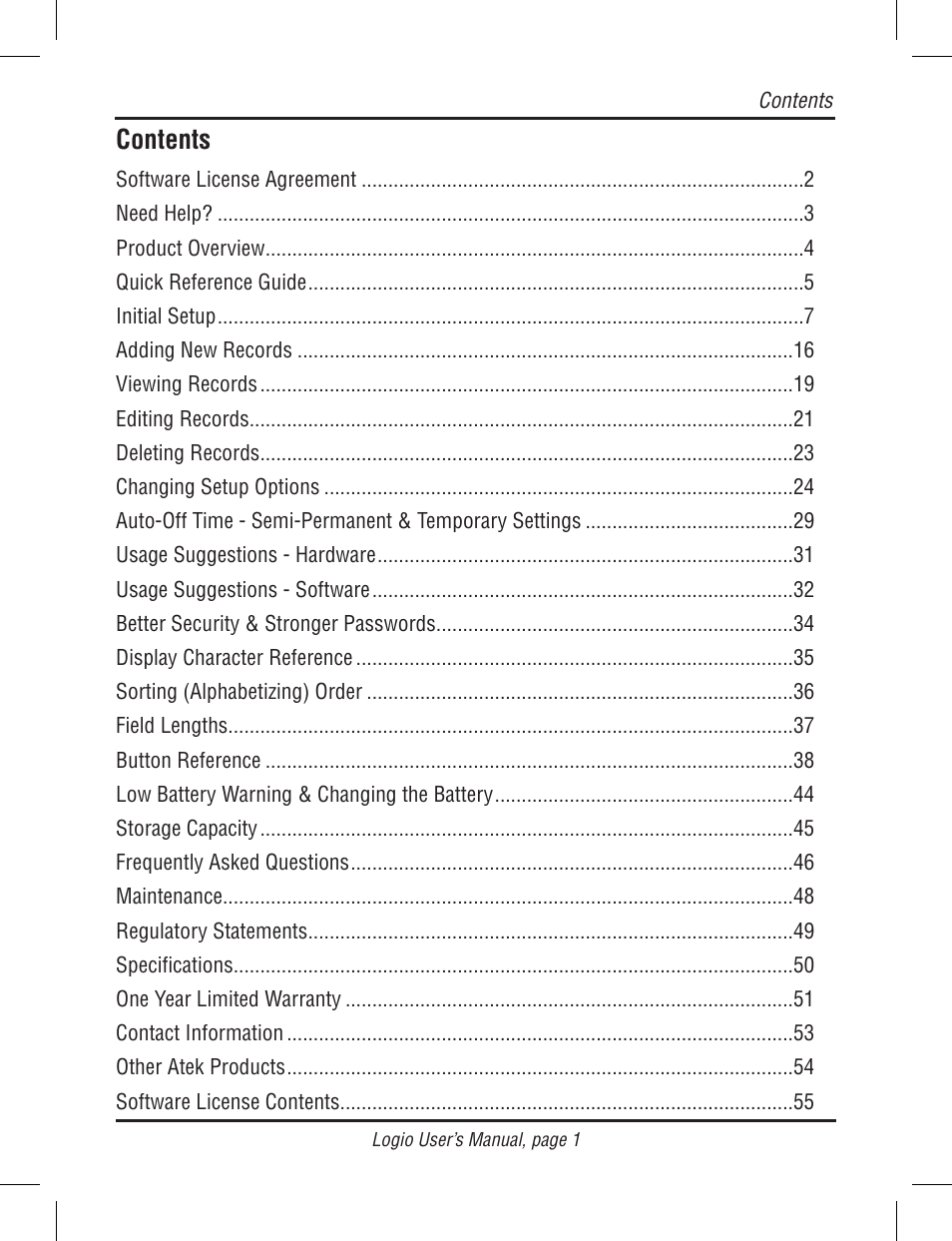 Atek electronic Secure Password Organizer LG10B User Manual | Page 3 / 60