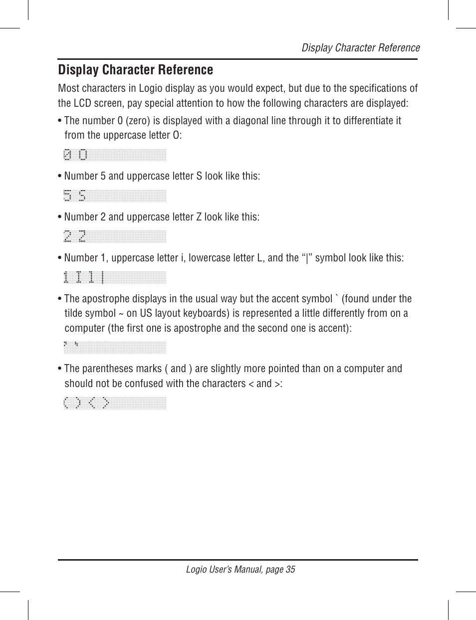 Display character reference | Atek electronic Secure Password Organizer LG10B User Manual | Page 37 / 60