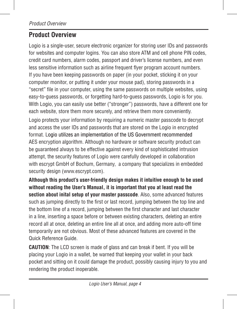 Product overview | Atek electronic Secure Password Organizer LG10B User Manual | Page 6 / 60