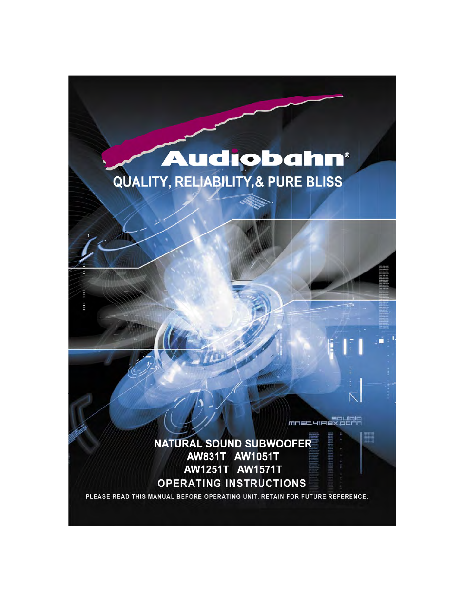 AudioBahn Natural Sound Subwoofer AW1571T User Manual | 19 pages