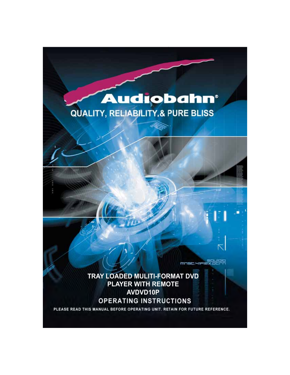 AudioBahn Tray Loaded Multi-Format DVD Player AVDVD10P User Manual | 26 pages