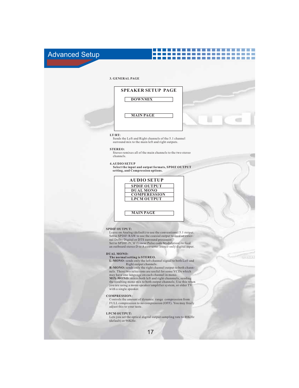 Advanced setup | AudioBahn Tray Loaded Multi-Format DVD Player AVDVD10P User Manual | Page 18 / 26
