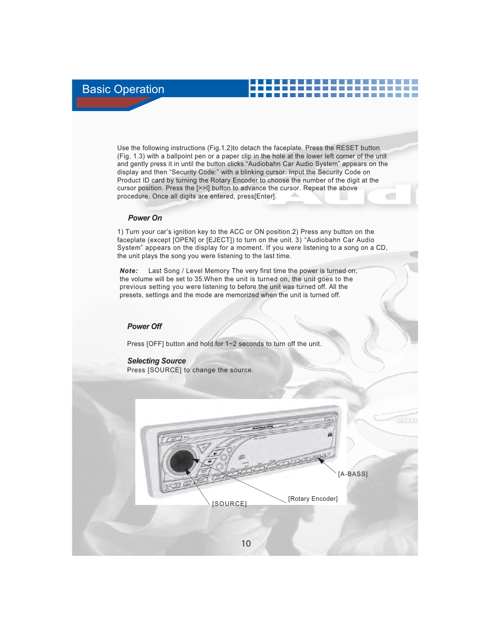 Basic operation | AudioBahn MULTIFUNCTIONAL SOURCE UNIT A3351 User Manual | Page 12 / 45