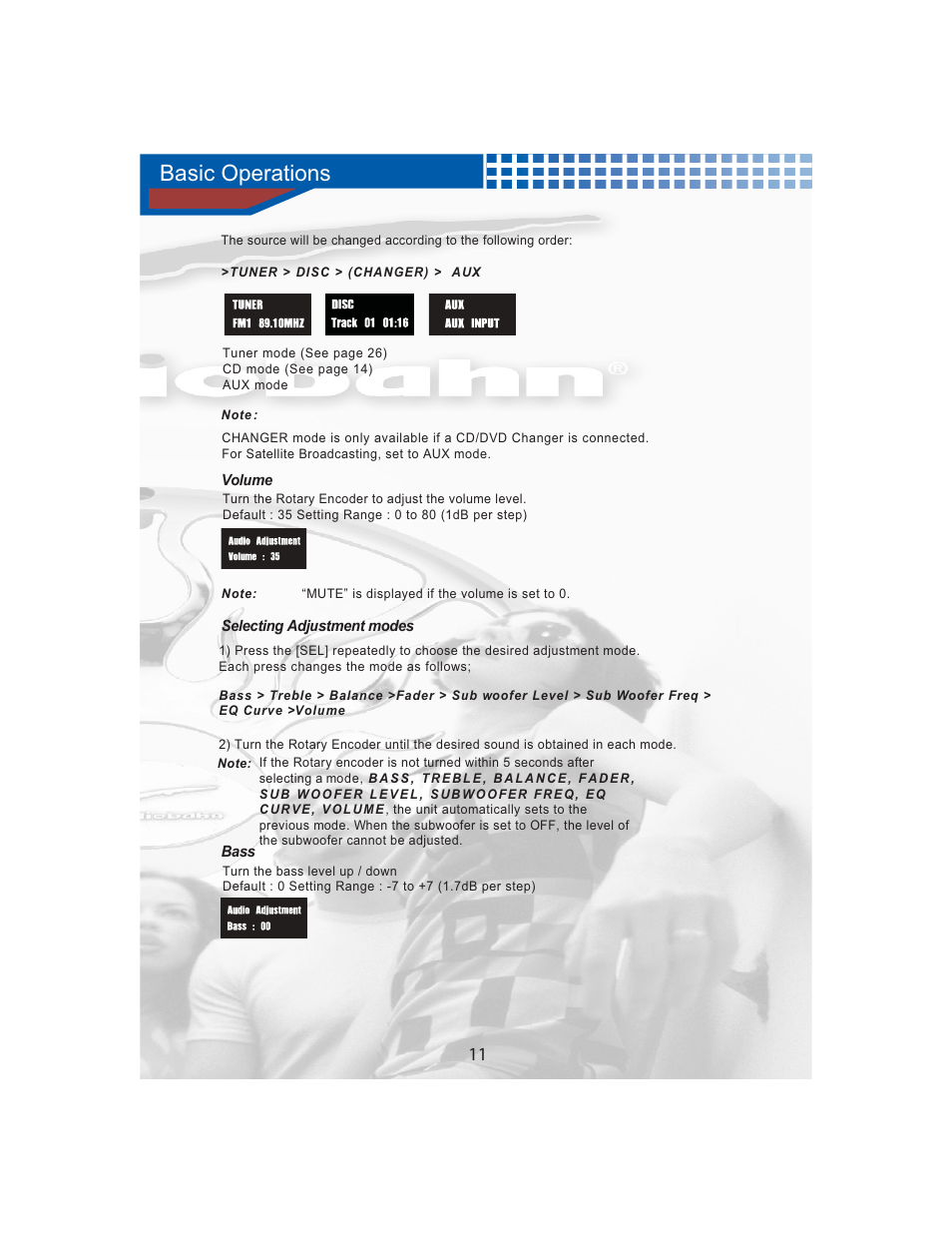 Basic operations | AudioBahn MULTIFUNCTIONAL SOURCE UNIT A3351 User Manual | Page 13 / 45