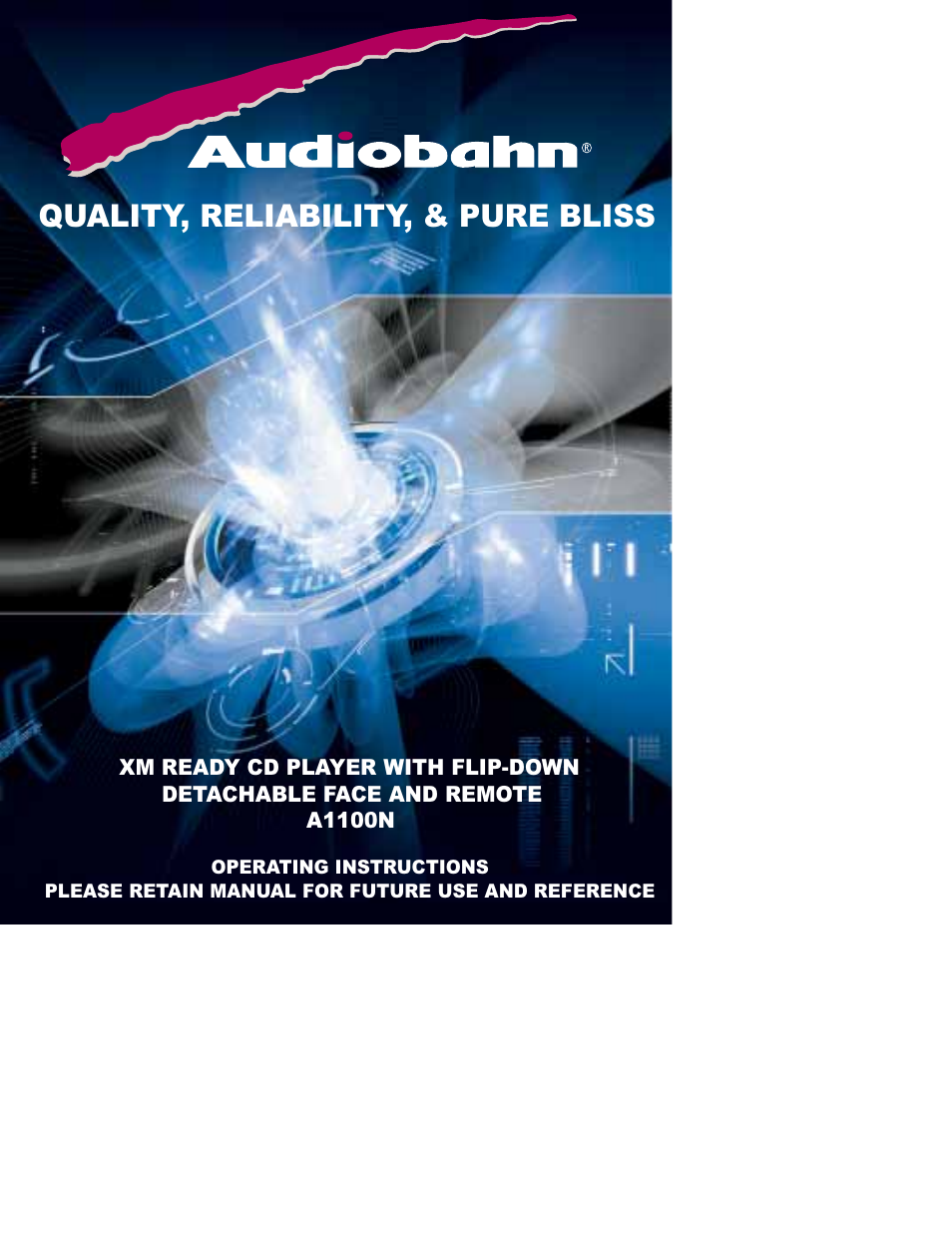 AudioBahn Audiobah XM Ready A1100N User Manual | 24 pages