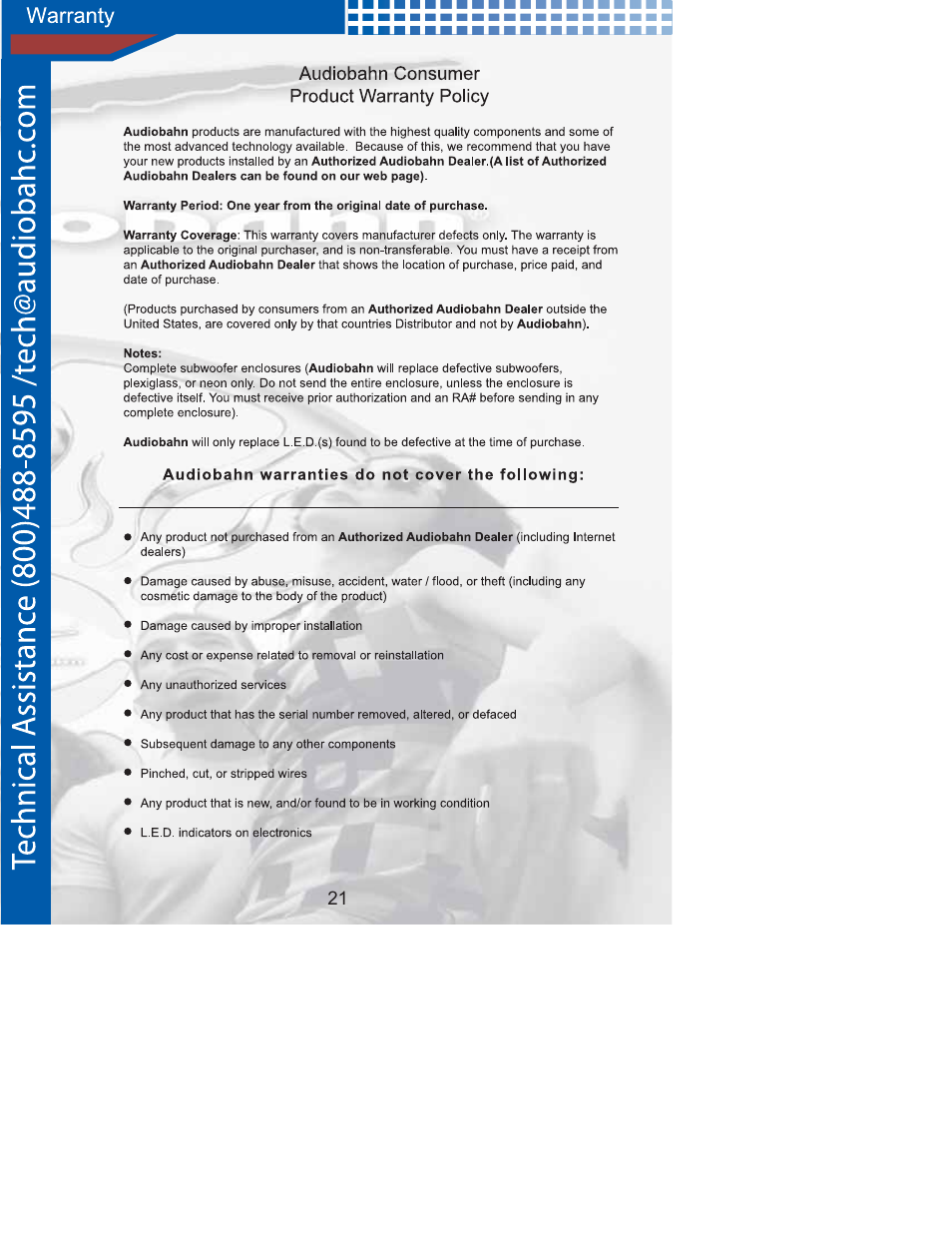 AudioBahn Audiobah XM Ready A1100N User Manual | Page 23 / 24