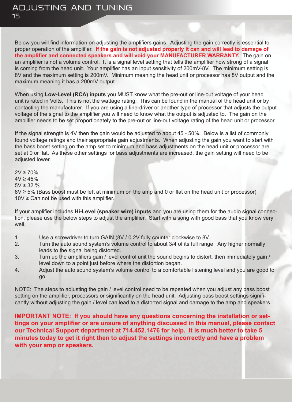 Adjusting and tuning | AudioBahn A18001DJ User Manual | Page 16 / 24