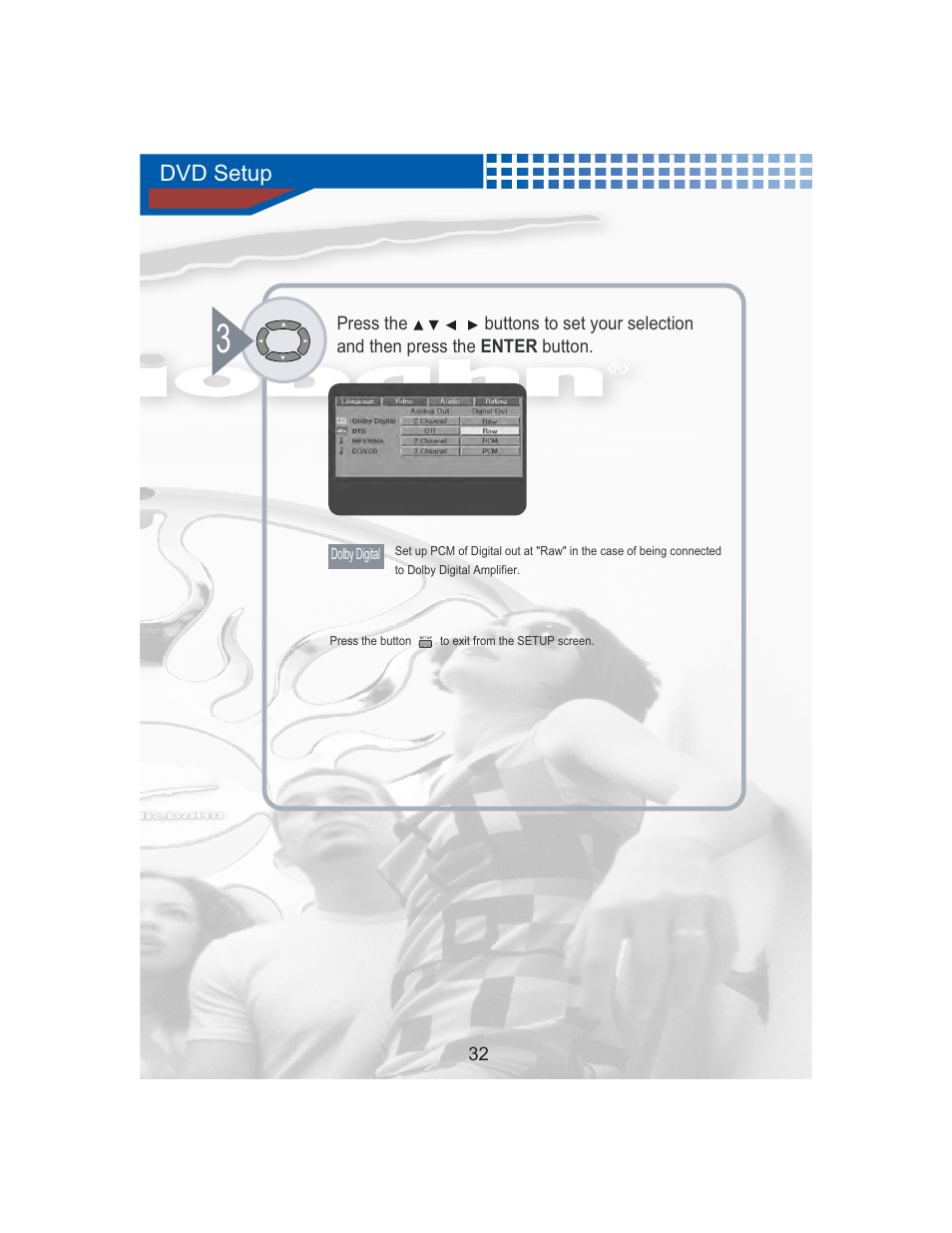 Dvd setup | AudioBahn Universal Mount DVD Player AVDVD1P User Manual | Page 33 / 54