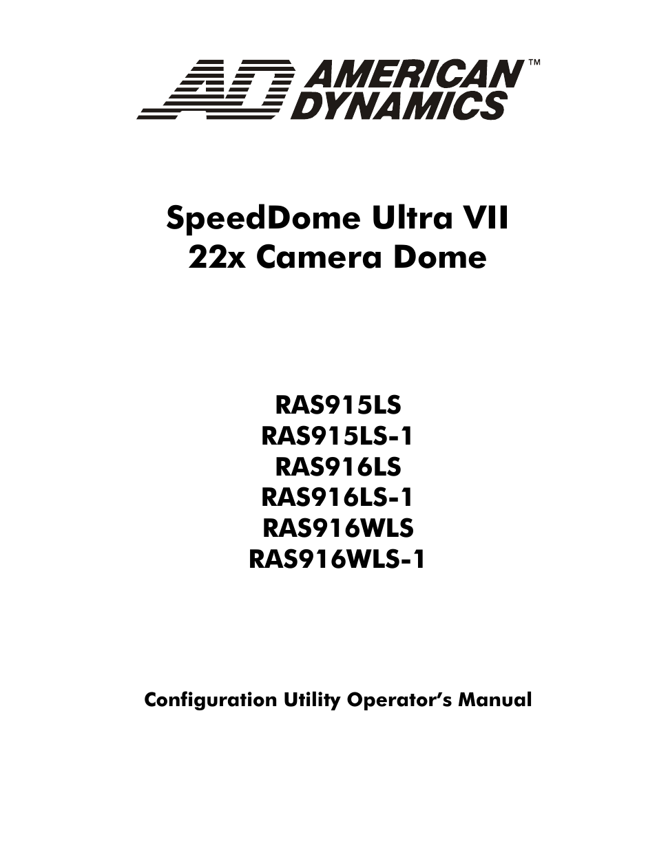 American Dynamics RAS916WLS User Manual | 124 pages