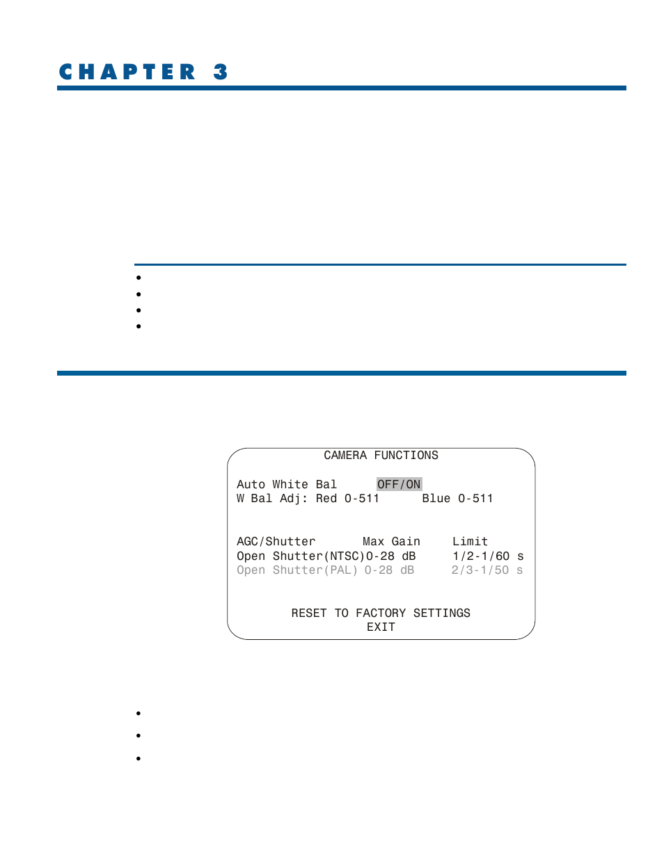 Chapter 3, Configuring camera features, Overview of camera settings | American Dynamics RAS916WLS User Manual | Page 27 / 124