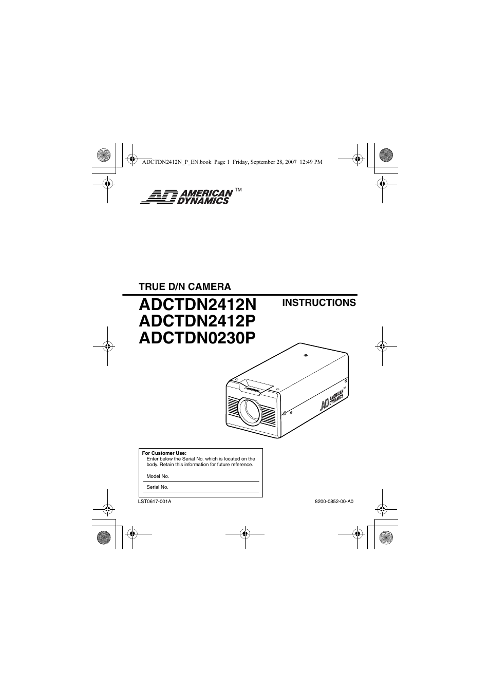 American Dynamics ADCTDN0230P User Manual | 60 pages