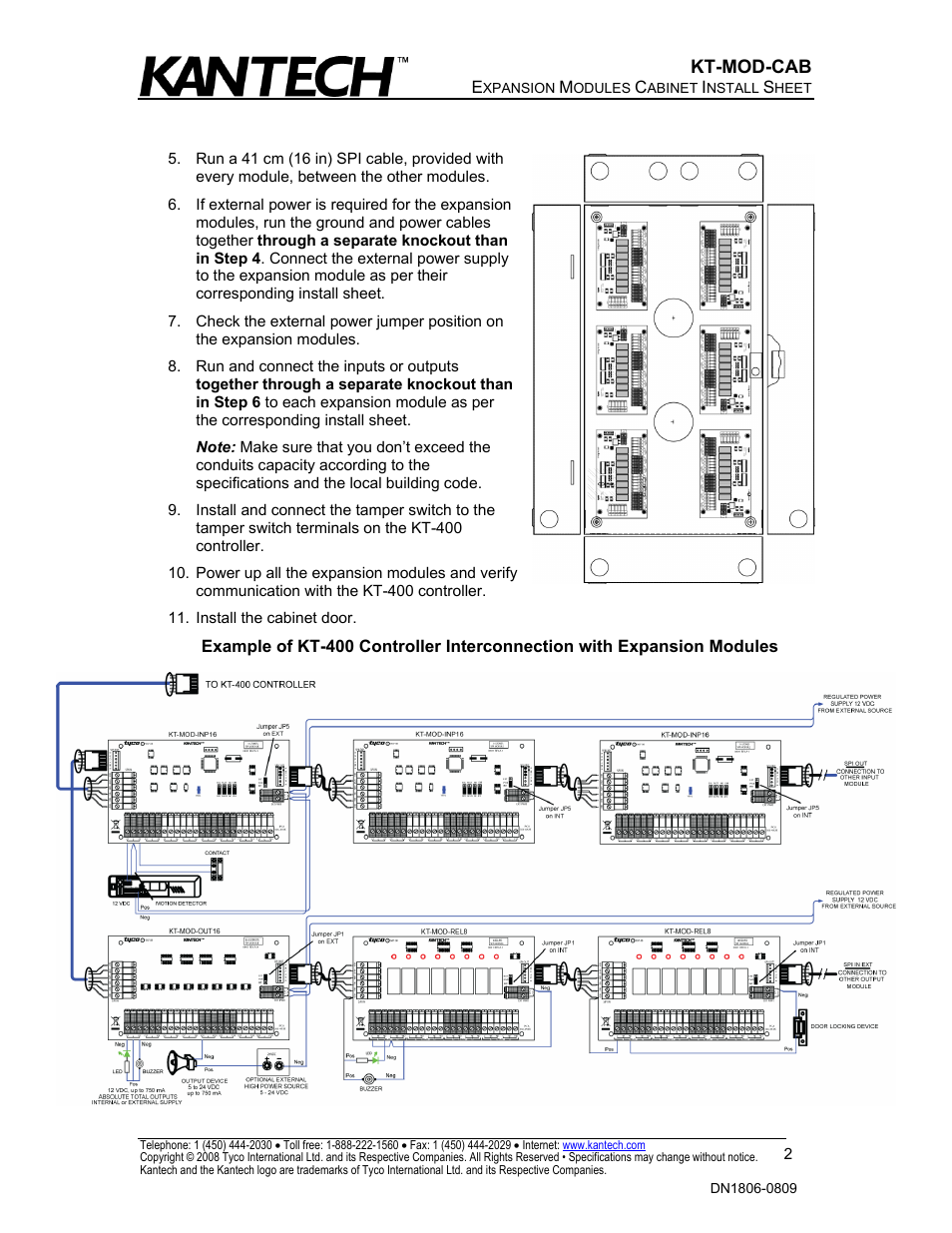 Kantech KT-MOD-CAB User Manual | Page 2 / 2