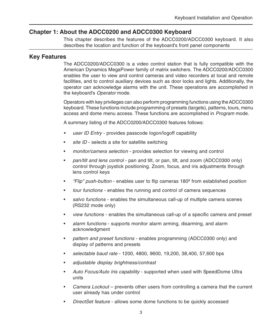 Key features | American Dynamics ControlCenter ADCC0200 User Manual | Page 11 / 56