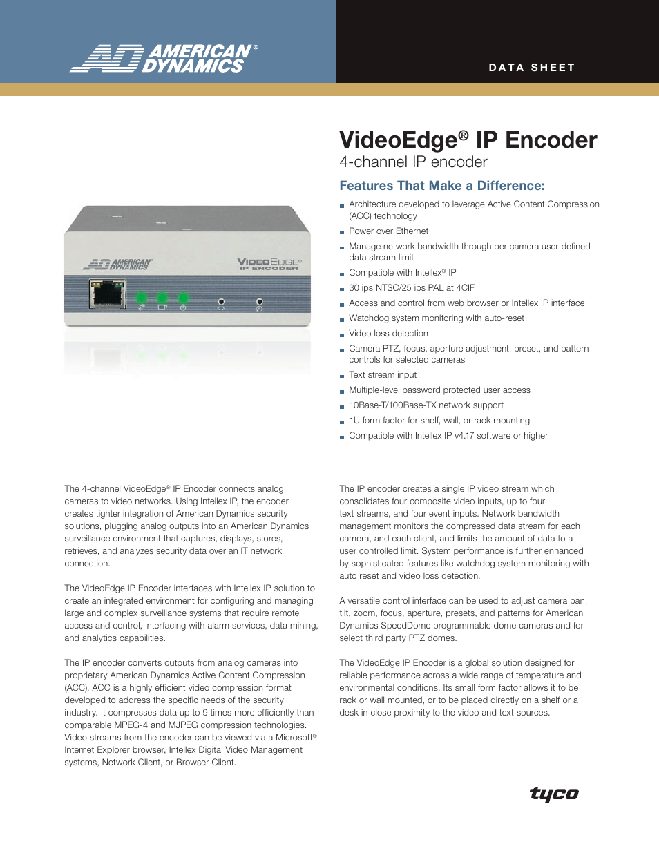 American Dynamics VideoEdge User Manual | 2 pages