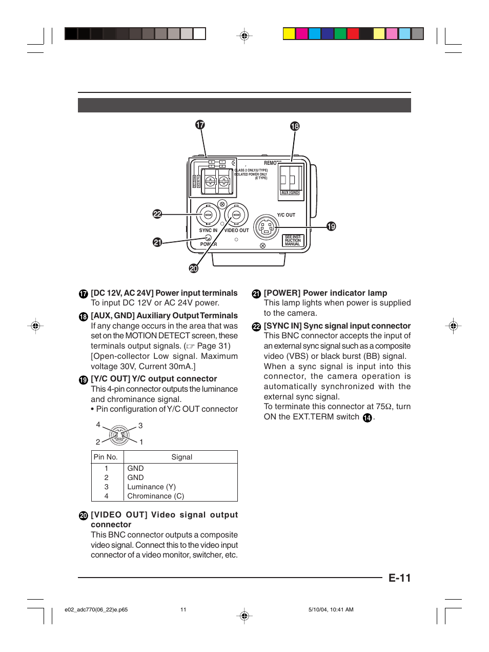 E-11 | American Dynamics ADC770 User Manual | Page 11 / 40