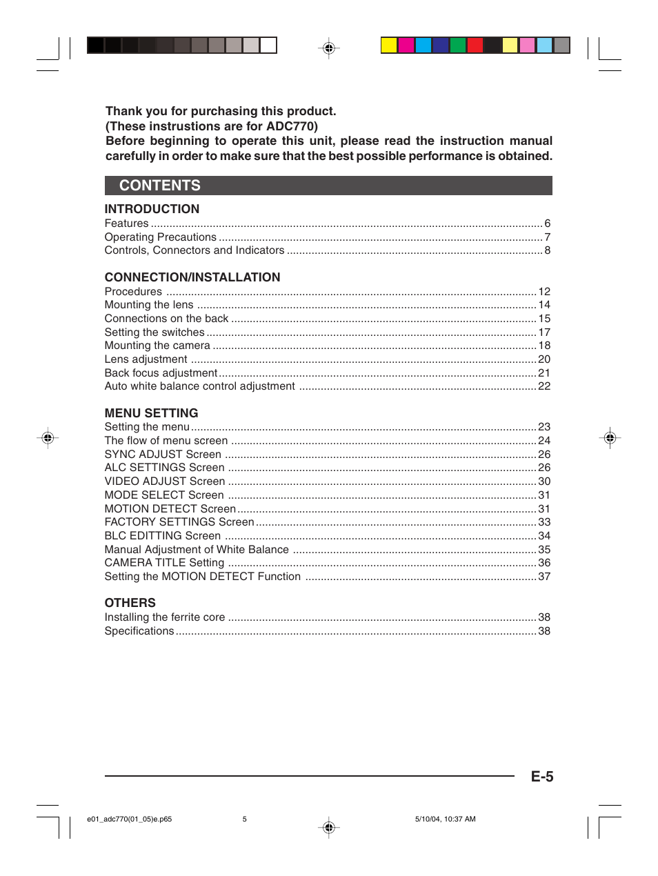 American Dynamics ADC770 User Manual | Page 5 / 40