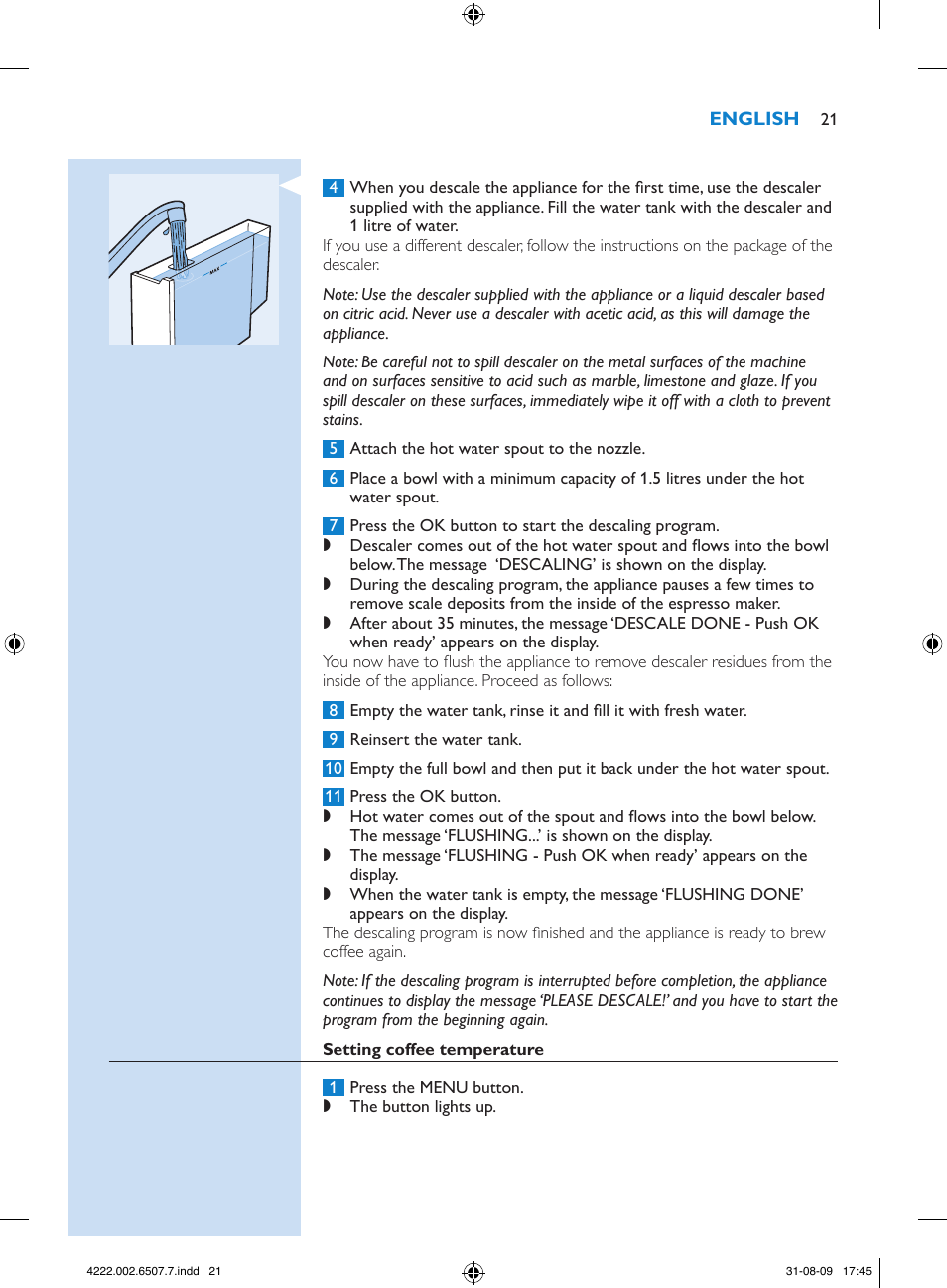 Philips Kaffeevollautomat User Manual | Page 21 / 174