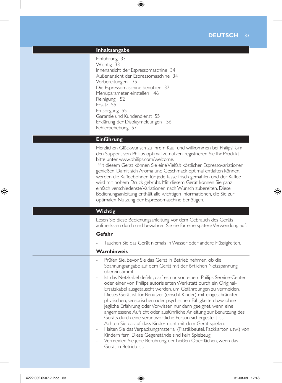 Philips Kaffeevollautomat User Manual | Page 33 / 174