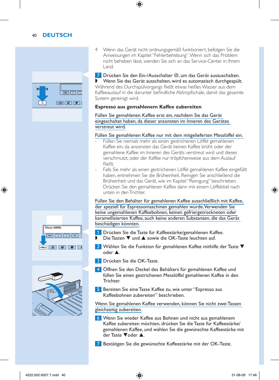 Philips Kaffeevollautomat User Manual | Page 40 / 174