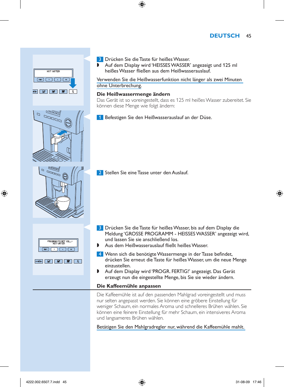 Philips Kaffeevollautomat User Manual | Page 45 / 174